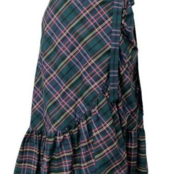 J. Crew Plaid Ruffle Wrap Skirt Size 2 - Picture 1 of 5